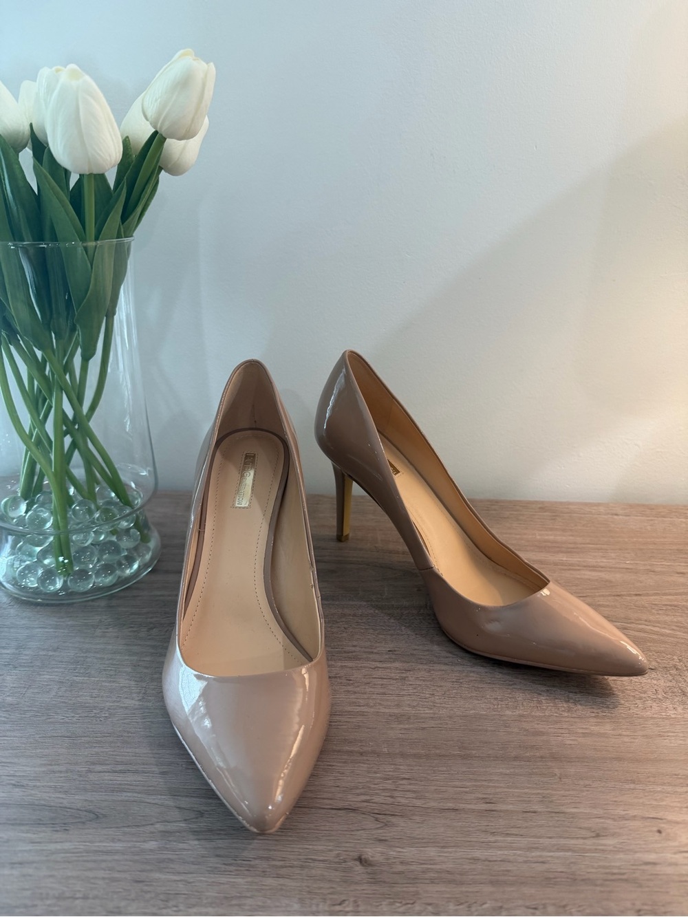 BCBGeneration Nude Patent Pointed-Toe Pumps